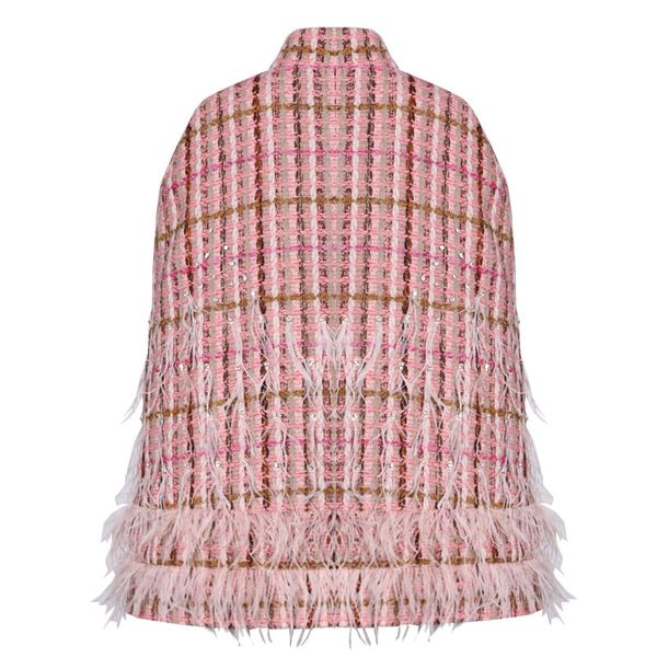 turtleneck cloak sleeve high waist with sashes 2021 spring patchwork feathers diamonds plaid women coats fashion outerwear, Black;brown
turtleneck cloak sleeve high waist with sashes 2021 spring patchwork feathers diamonds plaid women coats fashion outerwear, Black;brown
