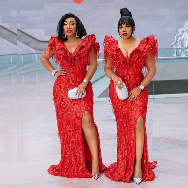 shiny side split mermaid evening dresses v-neck glitter tassel sequins special occasion dress sparkle burgundy black prom party gowns, Black;red
shiny side split mermaid evening dresses v-neck glitter tassel sequins special occasion dress sparkle burgundy black prom party gowns, Black;red