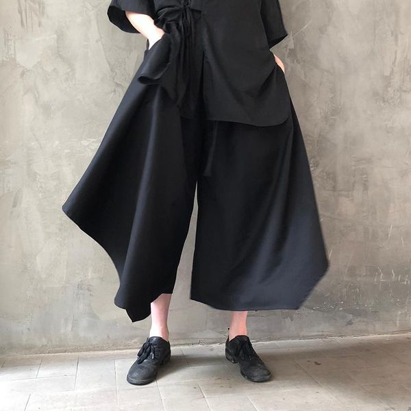 women's pants & capris 2021 spring summer arrivals high waist solid color women loose casual irregular ankle length wide leg v745, Black;white
women's pants & capris 2021 spring summer arrivals high waist solid color women loose casual irregular ankle length wide leg v745, Black;white