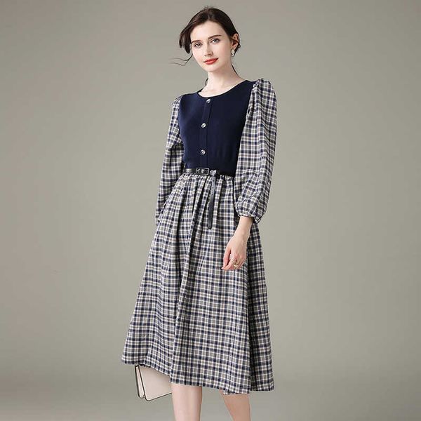 elegant women knitted patchwork dress female autumn winter o neck lantern sleeve lady casual plaid dresses vestidos with belt 210525, Black;gray
elegant women knitted patchwork dress female autumn winter o neck lantern sleeve lady casual plaid dresses vestidos with belt 210525, Black;gray