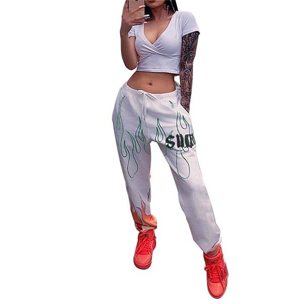 women's pants & capris women korean loose trousers fashion flame letter pattern high waist casual cargo girl sports woman joggers, Black;white
women's pants & capris women korean loose trousers fashion flame letter pattern high waist casual cargo girl sports woman joggers, Black;white