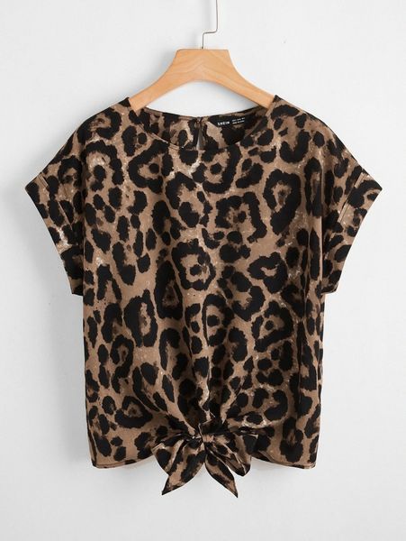 leopard print knot detail p67k#, White