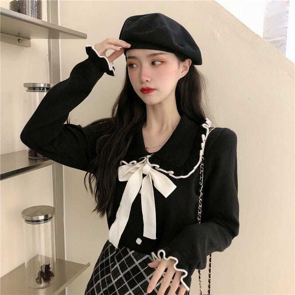 women's sweaters shirts women autumn college-style loose wild bow design sense wooden ear doll collar pullover shirt korean fashion stu, White;black
women's sweaters shirts women autumn college-style loose wild bow design sense wooden ear doll collar pullover shirt korean fashion stu, White;black