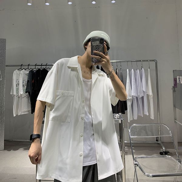 2021 new men's pure color short sleeve hawaiian shirt fashion loose casual camisa masculina streetwear french cuff silk white shirts fg
2021 new men's pure color short sleeve hawaiian shirt fashion loose casual camisa masculina streetwear french cuff silk white shirts fg