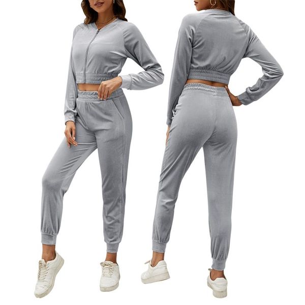 running sets 2021 fashion women velvet 2pcs set autumn winter tracksuit sport suit slim solid casual outfit long sleeve short jacket+pants, Black;blue
running sets 2021 fashion women velvet 2pcs set autumn winter tracksuit sport suit slim solid casual outfit long sleeve short jacket+pants, Black;blue