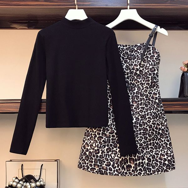 Leopard Girdle Elegant Women's Fashionable Plus Size Turtleneck High and Summer Skirt Set of Two Matching Garments Yfa6, Black;gray
Leopard Girdle Elegant Women's Fashionable Plus Size Turtleneck High and Summer Skirt Set of Two Matching Garments Yfa6, Black;gray