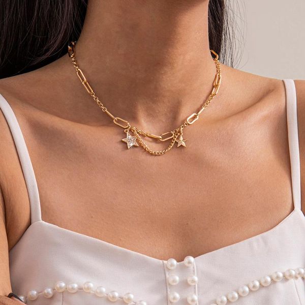 chains 2021 trendy metal single layer choker necklace simple minimalist punk crystal star pendant for women men jewelry gift, Silver
chains 2021 trendy metal single layer choker necklace simple minimalist punk crystal star pendant for women men jewelry gift, Silver