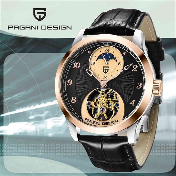 pagani design men moon phase mechanical movement clock rvs automatic waterproof gentlemen, Slivery;brown
pagani design men moon phase mechanical movement clock rvs automatic waterproof gentlemen, Slivery;brown