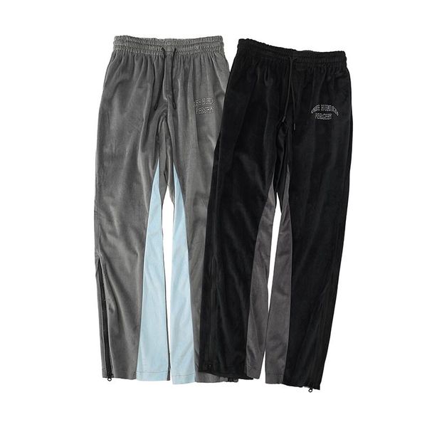 men's pants color block side zipper velvet casual men and women patchwork letter rhinestone trousers drawstring velour track, Black
men's pants color block side zipper velvet casual men and women patchwork letter rhinestone trousers drawstring velour track, Black