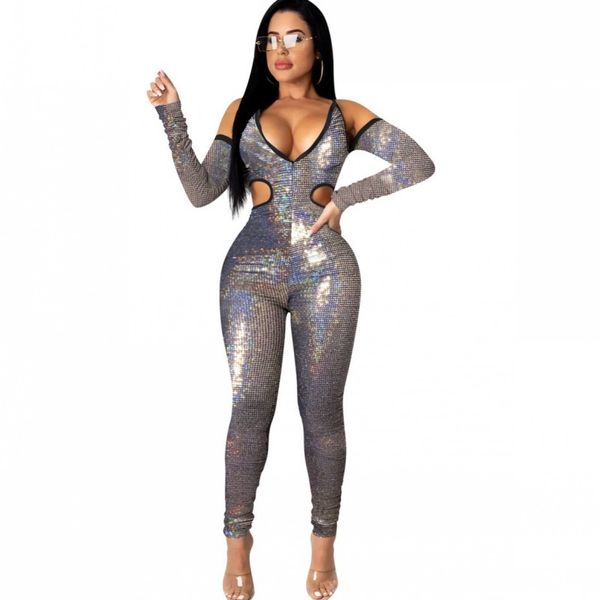 sequins club bodysuits women's v hollow neck out bodycon overalls fall fashion arrival female-style playsuit hrx8, Gray
sequins club bodysuits women's v hollow neck out bodycon overalls fall fashion arrival female-style playsuit hrx8, Gray