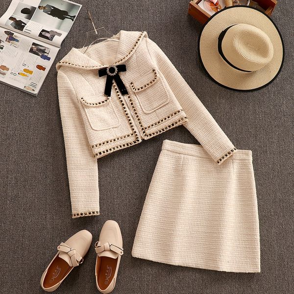 2021 autumn winter new ladies tweed jacket short coat + mini skirt two-piece suit 2 piece set women outfits vuyy, Black;gray
2021 autumn winter new ladies tweed jacket short coat + mini skirt two-piece suit 2 piece set women outfits vuyy, Black;gray