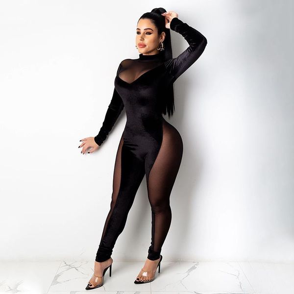 women's jumpsuits & rompers bkld velvet 2021 women clothing fall fashion mesh patchwork jumpsuit party clubwear 1 piece outfit, Black;white
women's jumpsuits & rompers bkld velvet 2021 women clothing fall fashion mesh patchwork jumpsuit party clubwear 1 piece outfit, Black;white