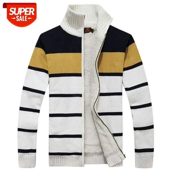 striped men sweater autumn winter thick fleece cardigan sweater men stand collar casual slim fit knitted sweatercoat #ds6r, White;black
striped men sweater autumn winter thick fleece cardigan sweater men stand collar casual slim fit knitted sweatercoat #ds6r, White;black
