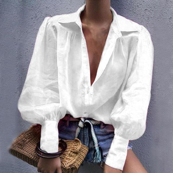 laamei 2021 autumn notched collar office ladies blouse women lantern long sleeve loose shirt solid button blouses, White
laamei 2021 autumn notched collar office ladies blouse women lantern long sleeve loose shirt solid button blouses, White
