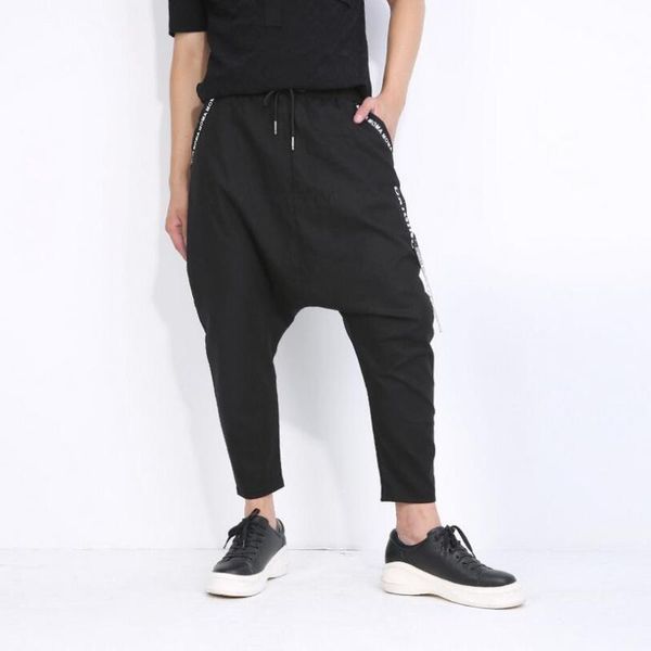 men's pants united states europe the spring and summer loose large low crotch zipper webbing harem, Black
men's pants united states europe the spring and summer loose large low crotch zipper webbing harem, Black