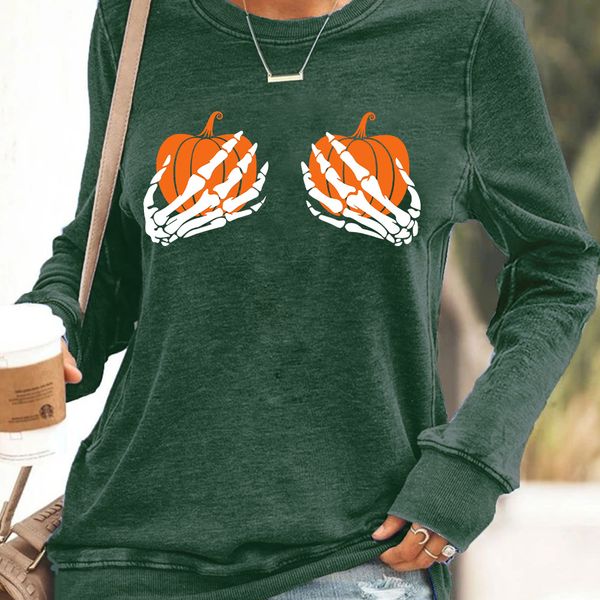 2021 fashion women's wansheng letter funny pumpkin print long sleeve thickened sweater, Black
2021 fashion women's wansheng letter funny pumpkin print long sleeve thickened sweater, Black