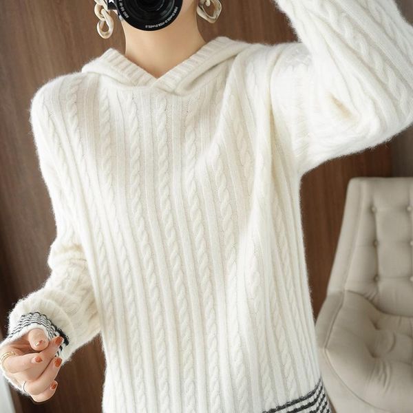 women's sweaters autumn and winter cashmere sweater ladies hooded thick warm knitted wool pullover large size loose, White;black
women's sweaters autumn and winter cashmere sweater ladies hooded thick warm knitted wool pullover large size loose, White;black