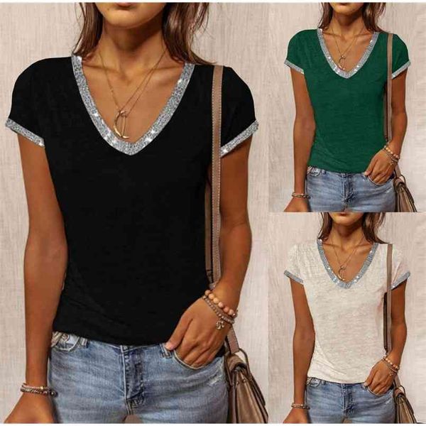 summer fashion women's v-neck solid color slim short-sleeved t-shirt casual and comfortable female plus size s-5xl 210708, White
summer fashion women's v-neck solid color slim short-sleeved t-shirt casual and comfortable female plus size s-5xl 210708, White