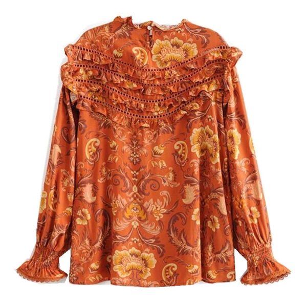 autumn new bohemian orange floral print shirt ethnic women spliced hollow out lace ruffles long sleeve blouse cotton, Red
autumn new bohemian orange floral print shirt ethnic women spliced hollow out lace ruffles long sleeve blouse cotton, Red