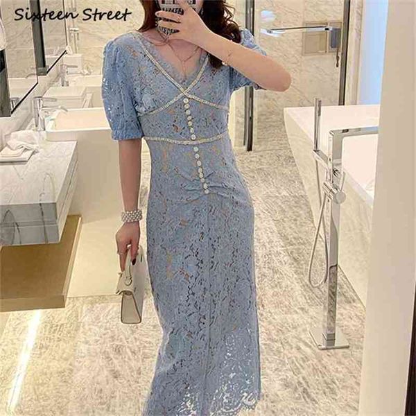 vintage blue lace dress for woman summer v-neck diamond button high waisted bodycon female vacation party es 210603, Black;gray
vintage blue lace dress for woman summer v-neck diamond button high waisted bodycon female vacation party es 210603, Black;gray