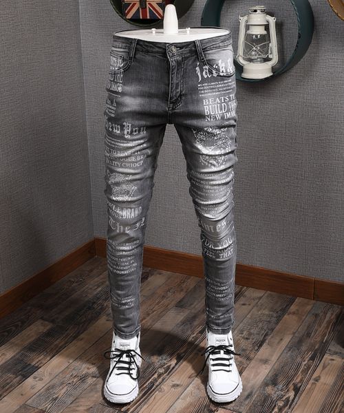 2021 autumn black gray slim-fit stretch tight ny pants style trendy brand washed printed men's denim jeans 0rob, Blue
2021 autumn black gray slim-fit stretch tight ny pants style trendy brand washed printed men's denim jeans 0rob, Blue