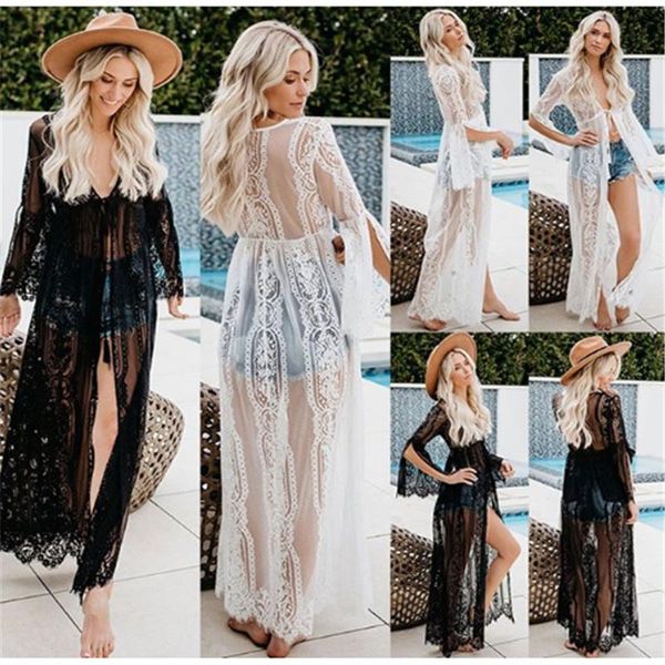women's swimwear bikini cover up beach dress slim fit solid color long coverup clothes kimono women summer swimsuit cover-ups dresses, White;black
women's swimwear bikini cover up beach dress slim fit solid color long coverup clothes kimono women summer swimsuit cover-ups dresses, White;black