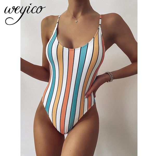 one piece swimwear women monokini high cut bathing suit backless cross beachwear striped bodysuit
one piece swimwear women monokini high cut bathing suit backless cross beachwear striped bodysuit