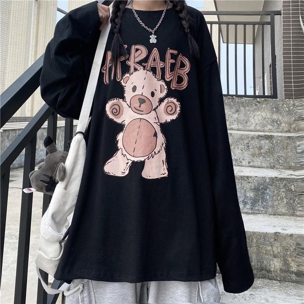 women's t-shirt harajuku bear anime print long sleeve kawaii loose punk vintage streetwear y2k black drop cotton gothic clothes tee, White
women's t-shirt harajuku bear anime print long sleeve kawaii loose punk vintage streetwear y2k black drop cotton gothic clothes tee, White