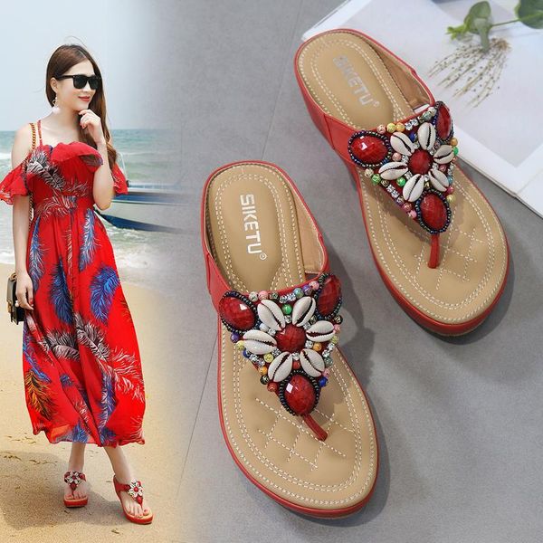 slippers wedge shoes women's summer fashion anti-slip sandals outdoor thong mid heels platform flip-flops, Black
slippers wedge shoes women's summer fashion anti-slip sandals outdoor thong mid heels platform flip-flops, Black