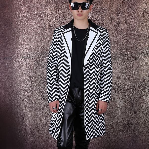 male punk hip-hop singer dancer stage performance long blazers black white wave striped long coat slim outerwear show costume, Black;red
male punk hip-hop singer dancer stage performance long blazers black white wave striped long coat slim outerwear show costume, Black;red