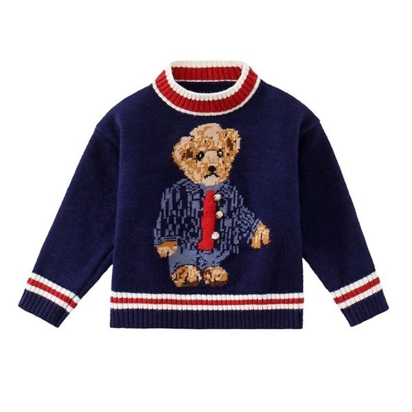 contrast cartoon bear print school navy sweater for baby girls boys winter knitwear kids children clothing children's outerwear 211104, Blue
contrast cartoon bear print school navy sweater for baby girls boys winter knitwear kids children clothing children's outerwear 211104, Blue
