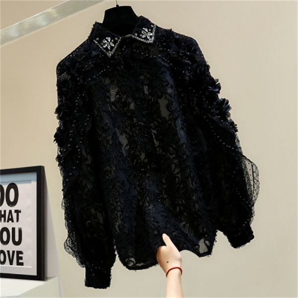 tri-dimensional flower sequins granular shirt 2021 korean style spring loose diamond plissado lace ladies black white in0t
tri-dimensional flower sequins granular shirt 2021 korean style spring loose diamond plissado lace ladies black white in0t
