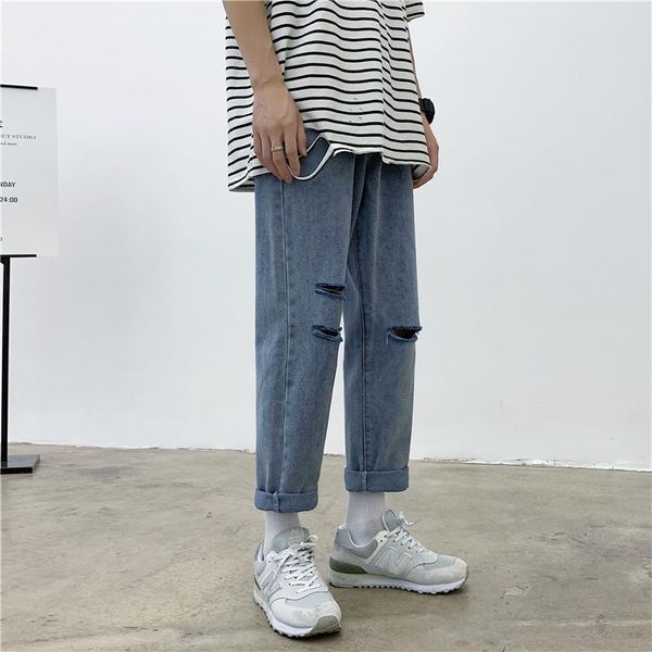 summer straight jeans men's korean fashion loose casual ripped jeans harajuku streetwear hip-hop retro blue ankle-length pants
summer straight jeans men's korean fashion loose casual ripped jeans harajuku streetwear hip-hop retro blue ankle-length pants
