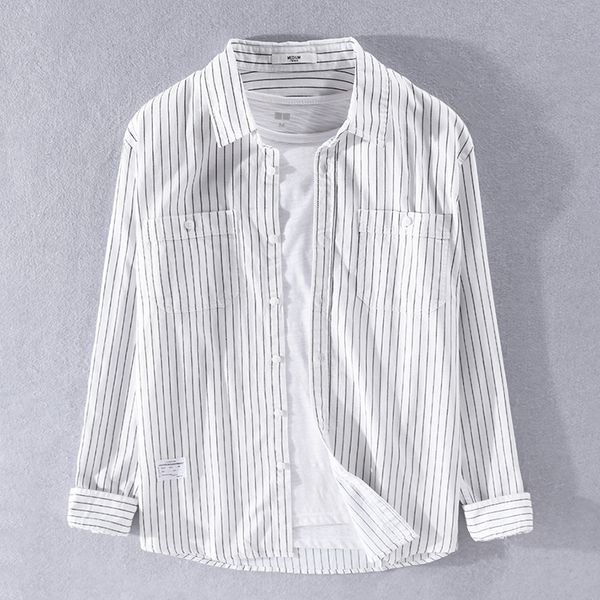 2021 new novo estilo 100% algodo marca masculina casual branco listrado camisas para moda tendncia camisa dos homens chemise y174, White
2021 new novo estilo 100% algodo marca masculina casual branco listrado camisas para moda tendncia camisa dos homens chemise y174, White