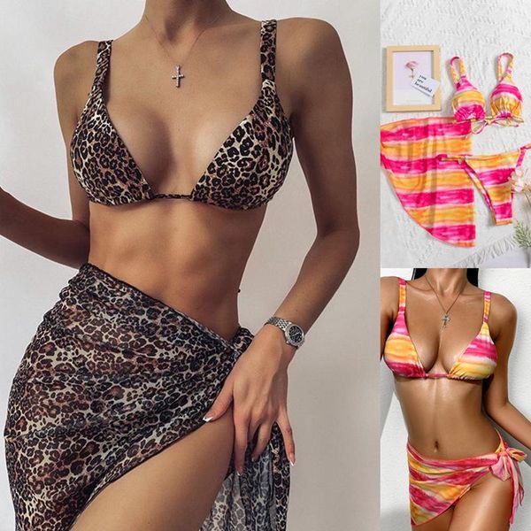 women's swimwear women apron bikini 3 piece swimsuit gathered leopard print set bathing suit beachwear swimming, White;black
women's swimwear women apron bikini 3 piece swimsuit gathered leopard print set bathing suit beachwear swimming, White;black