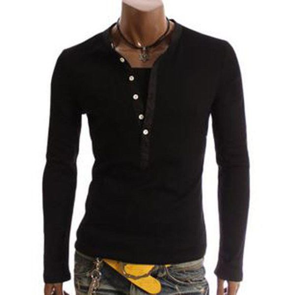 men's t-shirts autumn long sleeve t-shirt v neck button casual t shirt men tees, White;black
men's t-shirts autumn long sleeve t-shirt v neck button casual t shirt men tees, White;black
