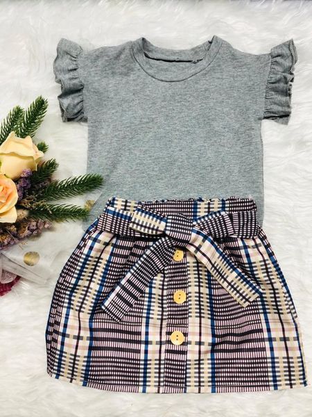 summer fashion 2pcs toddler baby kid girl summer solid color short sleeve +plaid button short skirt clothes, White
summer fashion 2pcs toddler baby kid girl summer solid color short sleeve +plaid button short skirt clothes, White