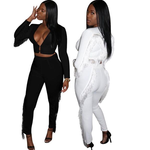 two piece dress women's wear autumn and winter solid color tassel two-piece nightclub tight lady party bodycon sparkly jumpsuit catsuit, White
two piece dress women's wear autumn and winter solid color tassel two-piece nightclub tight lady party bodycon sparkly jumpsuit catsuit, White