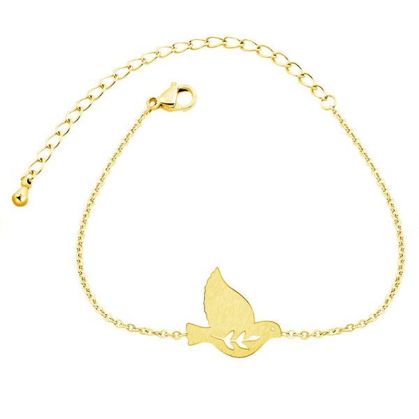 charm bracelets peace dove for women minimalism jewelry stainless steel rose gold color fashion statement bracelet femme, Golden;silver
charm bracelets peace dove for women minimalism jewelry stainless steel rose gold color fashion statement bracelet femme, Golden;silver