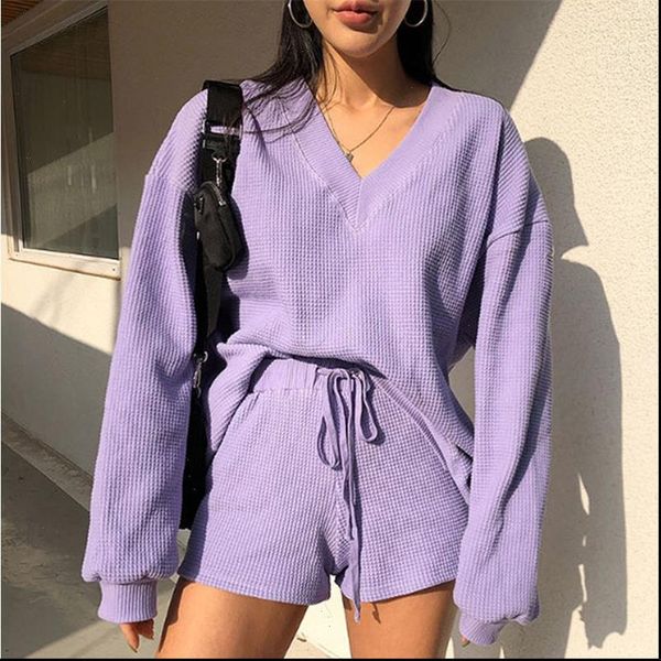 women suit knitted sweater two piece womens clothes v neck sports leisure long sleeve shorts suit women fashion streetwear, Gray
women suit knitted sweater two piece womens clothes v neck sports leisure long sleeve shorts suit women fashion streetwear, Gray