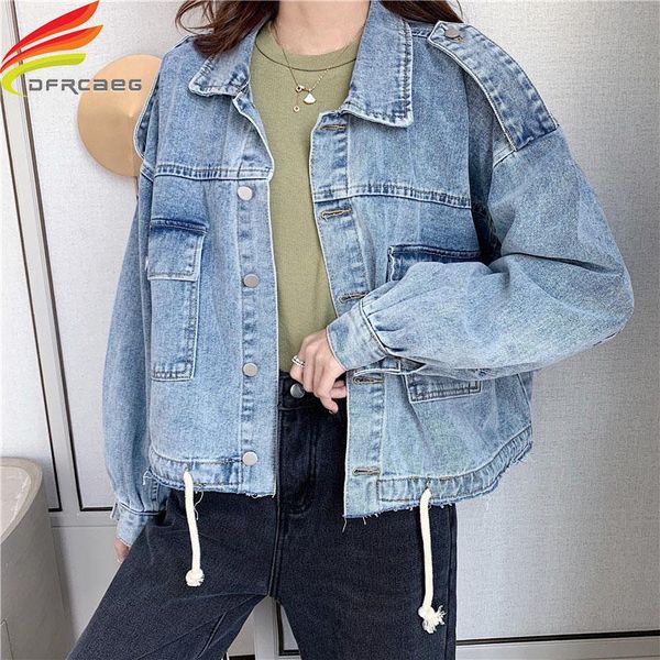 women's jackets denim 2021 autumn oversized loose casual blue big pockets women jean coats female outwear jacket, Black;brown
women's jackets denim 2021 autumn oversized loose casual blue big pockets women jean coats female outwear jacket, Black;brown