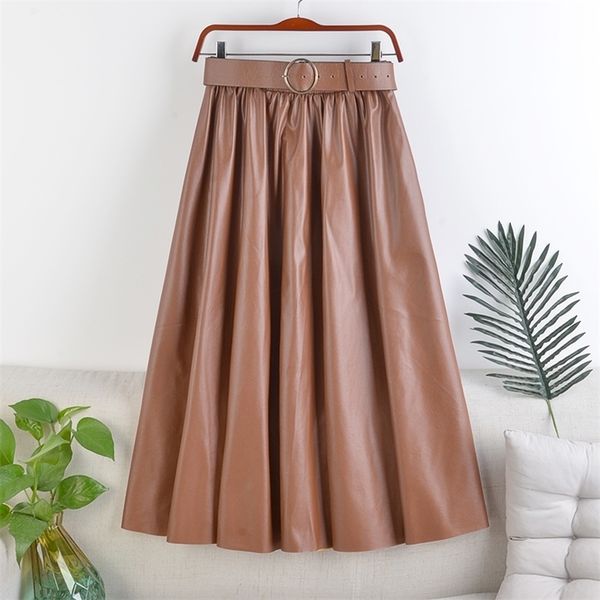 neophil winter women pu faux leather midi skirts fashion vintage sashes a-line high waist flare belt skirt longa saia s92n6 210310, Black 
neophil winter women pu faux leather midi skirts fashion vintage sashes a-line high waist flare belt skirt longa saia s92n6 210310, Black