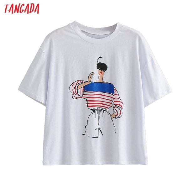 tangada women print cotton t shirt short sleeve o neck tees ladies casual tee street wear ai59 210623, White
tangada women print cotton t shirt short sleeve o neck tees ladies casual tee street wear ai59 210623, White