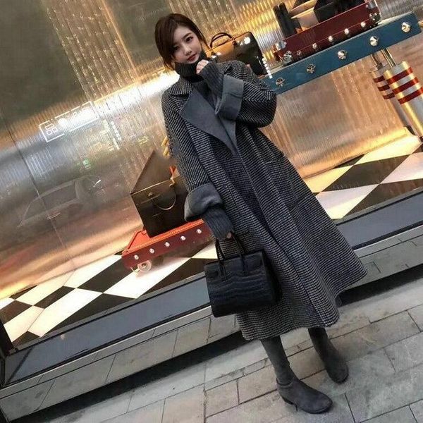 2021 new mid winter long plaid wool thickened warm coat double side cashmere coat for women, Black
2021 new mid winter long plaid wool thickened warm coat double side cashmere coat for women, Black