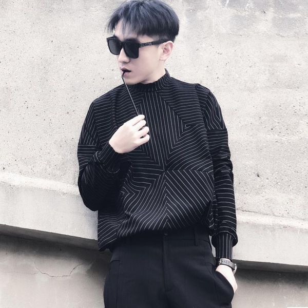 men's casual shirts small high-necked striped hoodie leggings loose long-sleeved korean version of the winter shirt inside trend, White;black
men's casual shirts small high-necked striped hoodie leggings loose long-sleeved korean version of the winter shirt inside trend, White;black