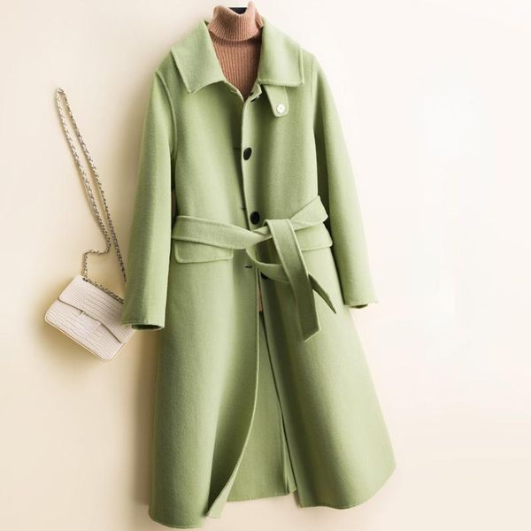 women's wool & blends winter coat female autumn long casaul 100% coats double-sided fashion korean fall clothes belted manteau femme wp, Black
women's wool & blends winter coat female autumn long casaul 100% coats double-sided fashion korean fall clothes belted manteau femme wp, Black