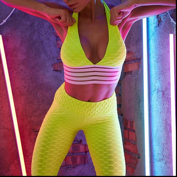 two piece set women clothes fitness high waist leggings push up bra gym workout pants elasticity shockproof, Gray
two piece set women clothes fitness high waist leggings push up bra gym workout pants elasticity shockproof, Gray