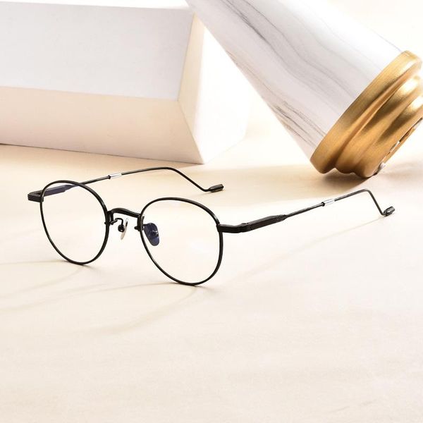 fashion sunglasses frames korean gentle brand pure titanium eyeglasses men retro round circle glasses frame women optical prescription eyewe, Black 
fashion sunglasses frames korean gentle brand pure titanium eyeglasses men retro round circle glasses frame women optical prescription eyewe, Black