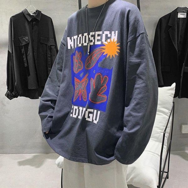 men's t-shirts autumn men clothing t shirt oversized print long sleeve o neck loose casual harajuku japan style hip clothes cotto, White;black
men's t-shirts autumn men clothing t shirt oversized print long sleeve o neck loose casual harajuku japan style hip clothes cotto, White;black