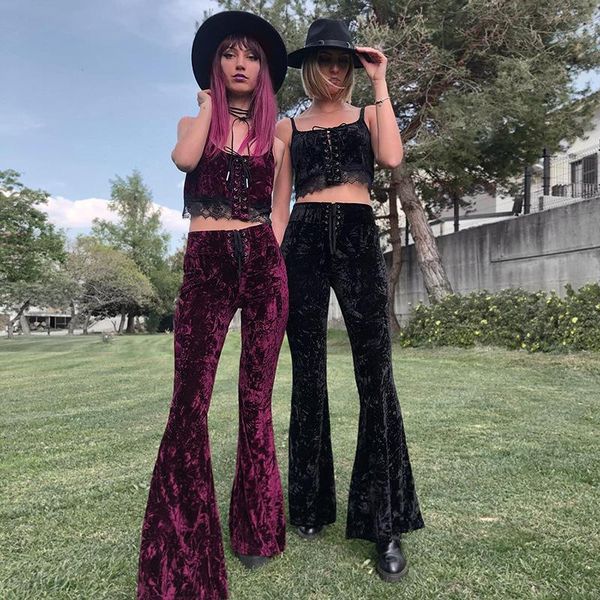 women's pants & capris 2021spring summer black pleuche retro gothic lace up high waist flare women vintage long trousers fashion daily, Black;white
women's pants & capris 2021spring summer black pleuche retro gothic lace up high waist flare women vintage long trousers fashion daily, Black;white